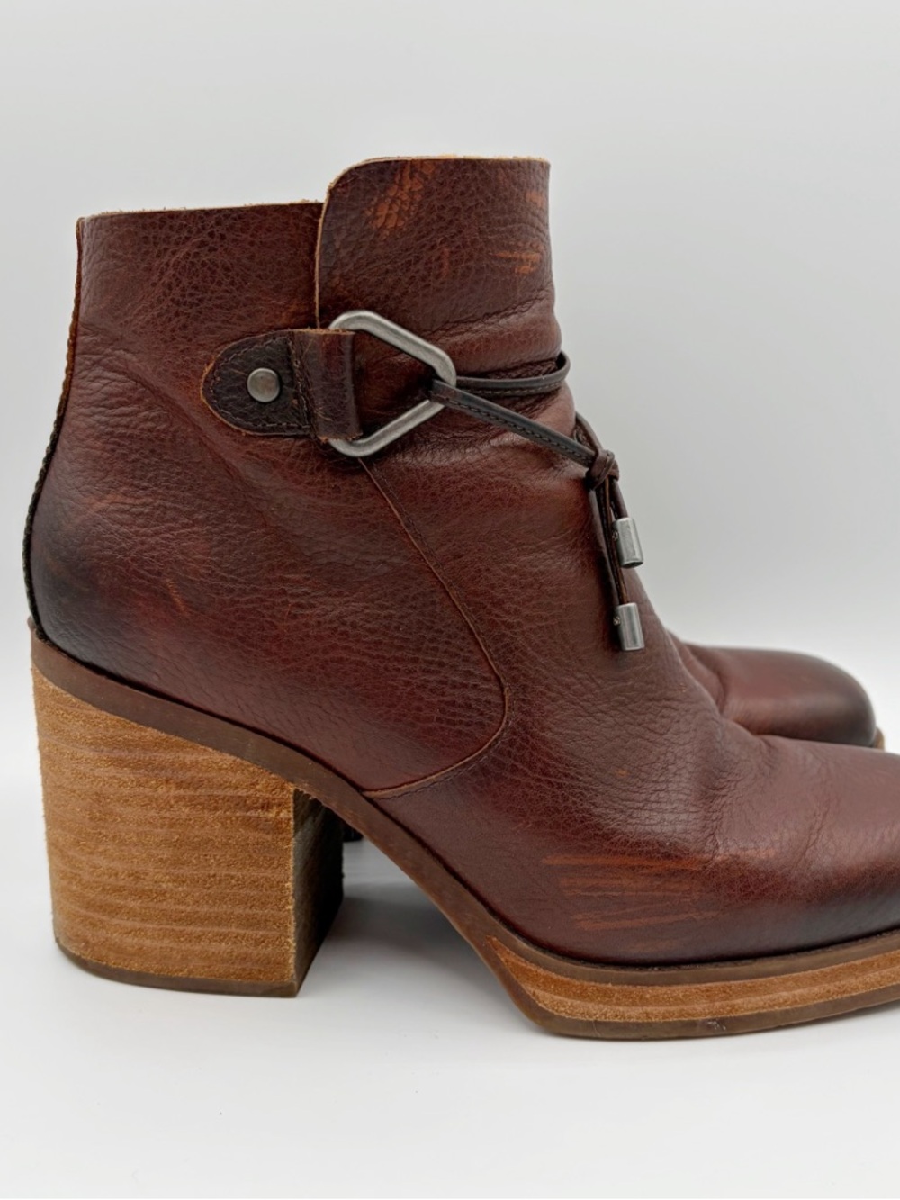 Korks By Kork-Ease Mertle Platform Square Toe Heel Ankle Boot Size 8 Oxblood - Picture 2 of 14